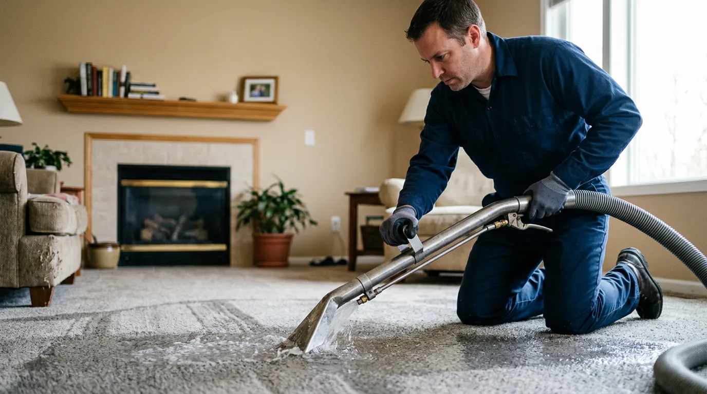 Water damage restoration technician working near Smyrna Mills, ME